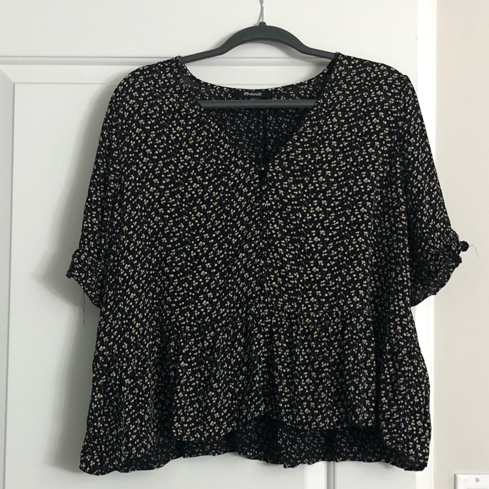 MADEWELL: Floral Peplum Short-Sleeve Top